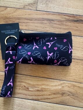 Montres Carlo Paris Wristlet Coin Pouch - Black & Pink